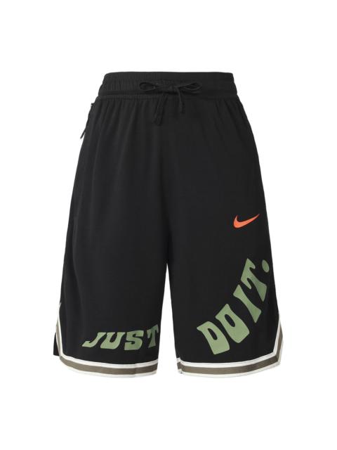 Nike Men's Nike Brand Logo Alphabet Printing Pattern Drawstring Elastic Waistband Basketball Shorts Black