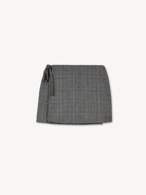 KENZO 'KENZO Checks' wrap short skirt in wool tweed