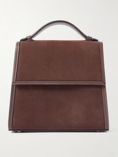 HUNTING SEASON Small leather-trimed suede tote Dark brown
