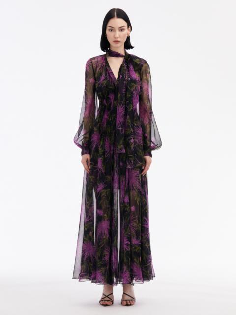 Oscar de la Renta CHRYSANTHEMUM CHIFFON MAXI DRESS