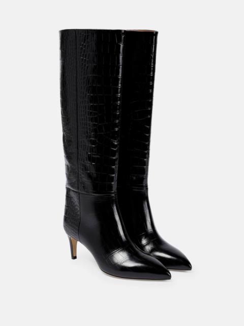 PARIS TEXAS Croc-effect leather knee-high boots