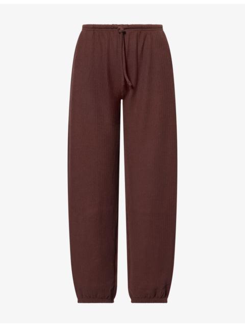 ADANOLA Balloon-Leg Ribbed-Knit Cotton-Blend Jogging Bottoms