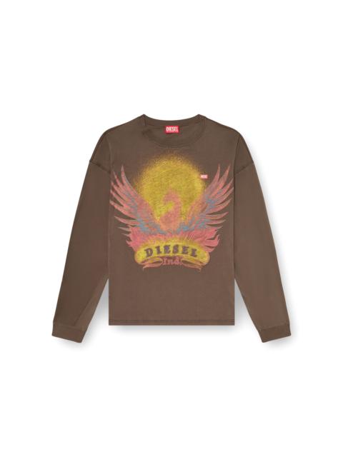 Diesel LONG SLEEVE T-SHIRT WITH PHOENIX GRAPHIC
