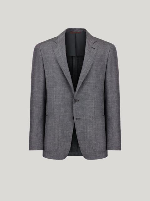 MODERN FIT GRAY KEI JACKET IN A WOOL, SILK AND LINEN BLEND