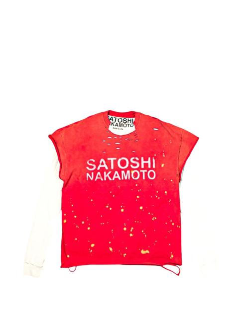 SATOSHI NAKAMOTO distressed long-sleeved T-shirt