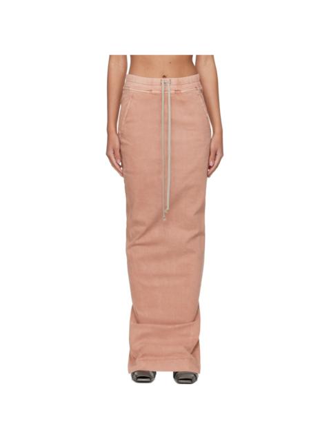 Rick Owens DRKSHDW Pink Pull On Pillar Denim Maxi Skirt