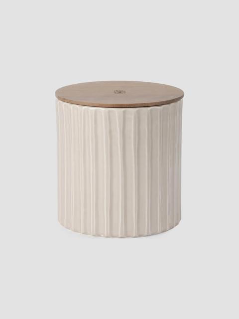 Brunello Cucinelli Large Scented Candle in Ridged Ceramic Vessel with Walnut Wood Lid - Beige