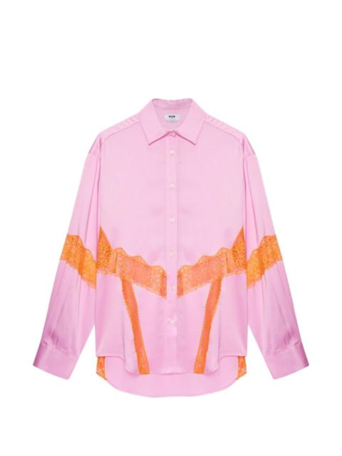 MSGM lace panel shirt