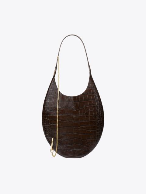 TORY BURCH Pierced Croc-Embossed Soft Bag