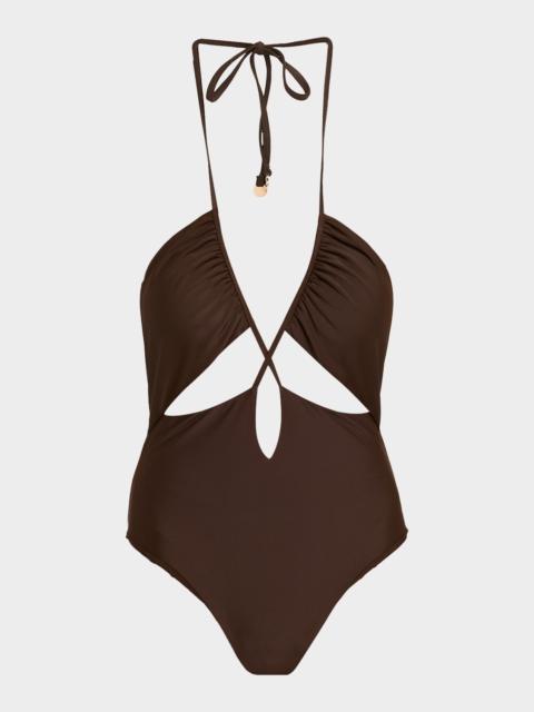RAMY BROOK Nia Cutout Halter One-Piece Swimsuit