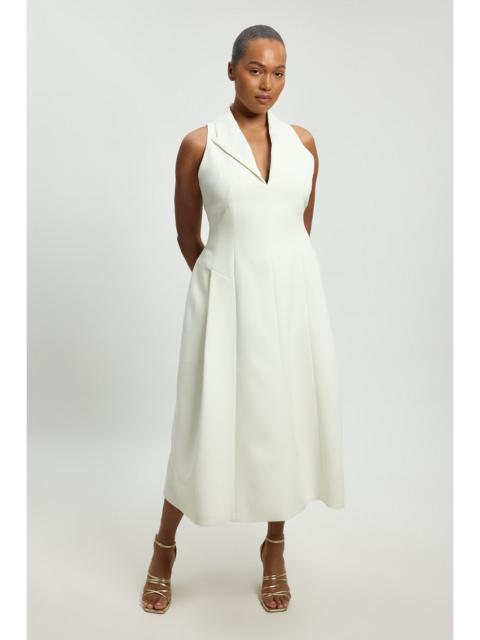 KAREN MILLEN Plus Size Compact Stretch Seam Detail Tailored Full Skirted Midi Dress