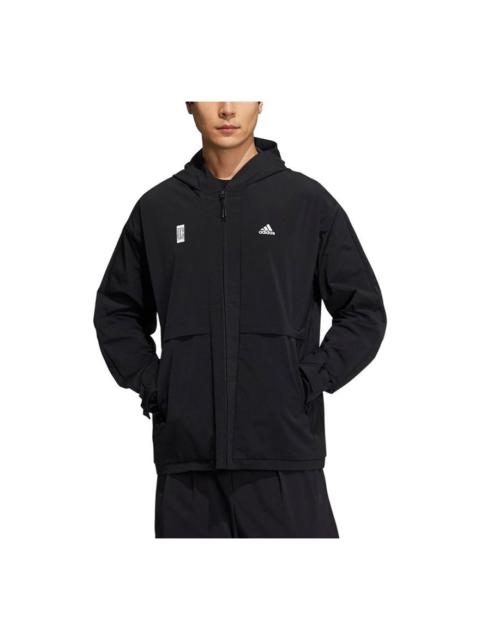 Men's adidas Martial Arts Series Sports Logo Casual Hooded Jacket Black H39259