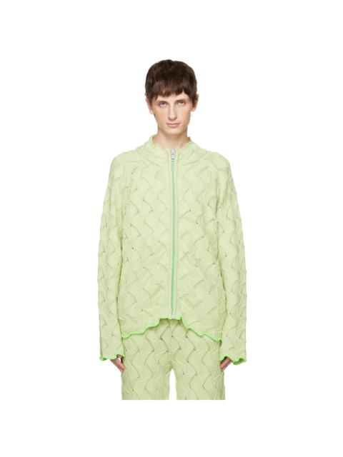 ROBYN LYNCH Green Wavy Cardigan