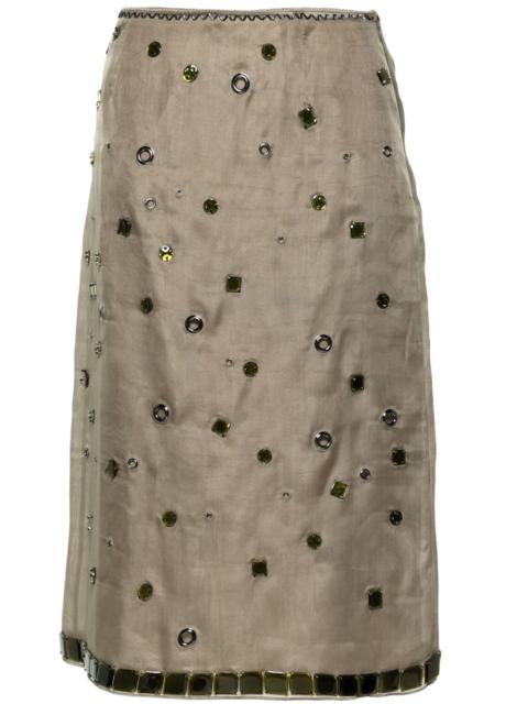 Prada crystal-embellished silk midi skirt