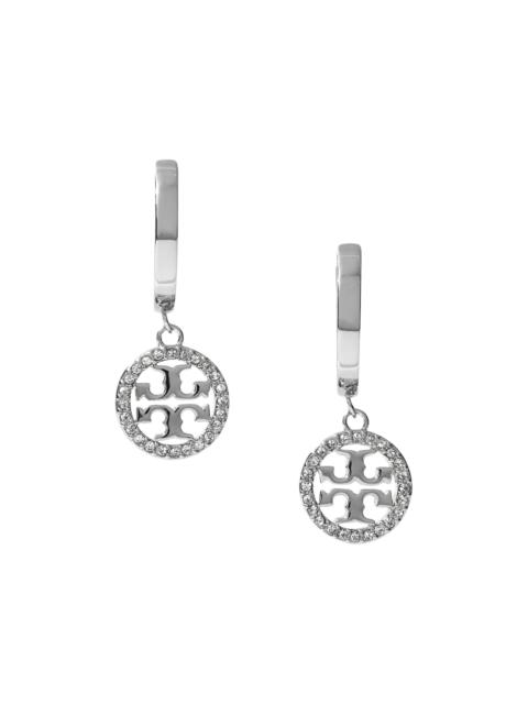 TORY BURCH Women's Miller Pave Huggie Hoop Earrings - Silver