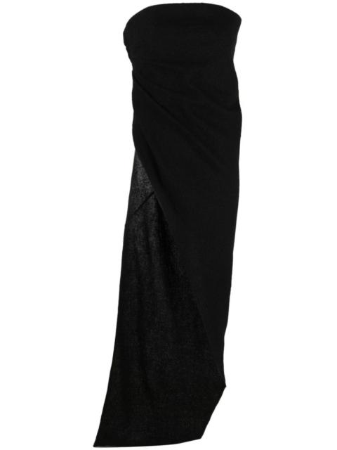 strapless asymmetric virgin wool top