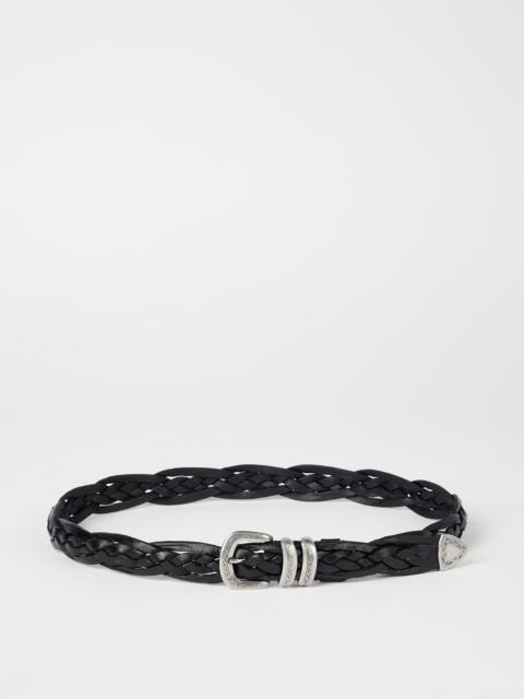 Brunello Cucinelli Braided calfskin belt with detailed buckle and tip