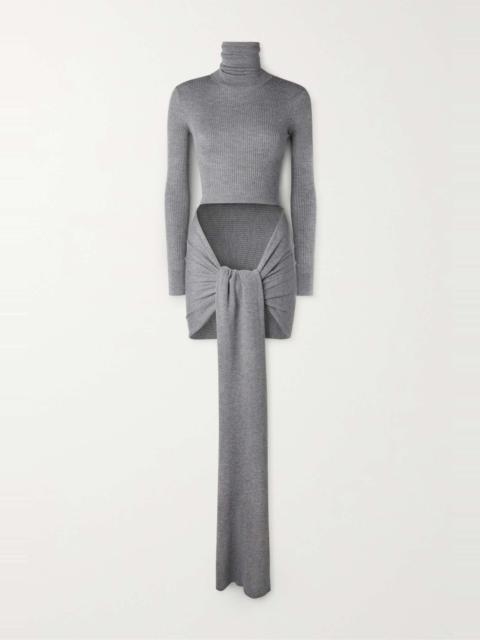 Alaïa Tie-detailed cashmere and silk-blend turtleneck sweater