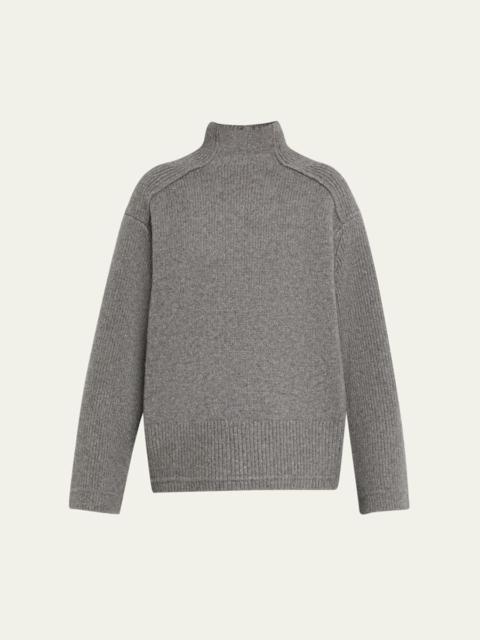 MARIA McMANUS Wool and Cashmere Button Mock-Neck Sweater