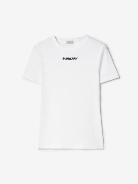 Ribbed Stretch Cotton T-shirt