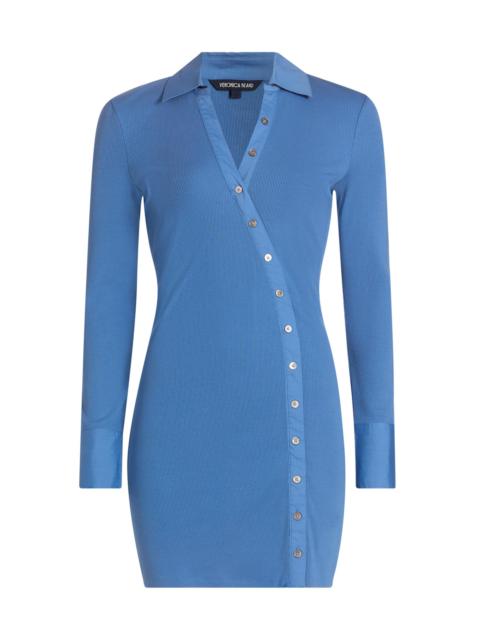 VERONICA BEARD Women's Brenner Rib-Knit Stretch-Cotton Mini-Shirtdress - Blue Coast