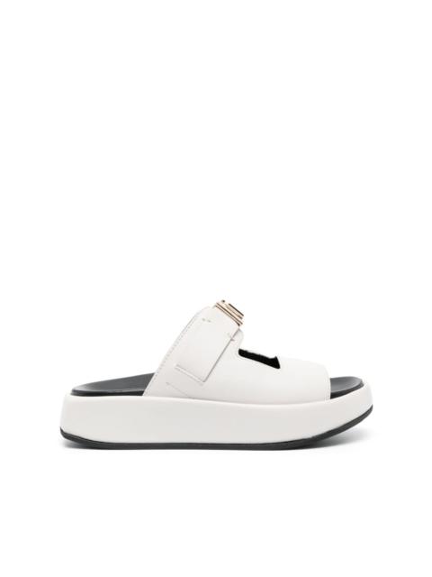 FURLA logo-plaque leather platform slides