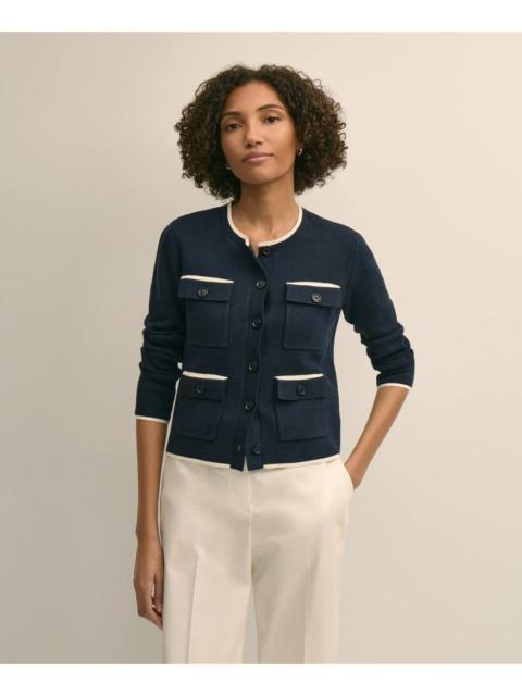 Brooks Brothers Cotton Tipped 4-Pocket Cardigan