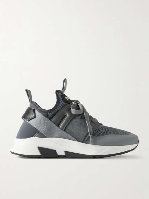 Jago Suede-Trimmed Mesh and Scuba Sneakers