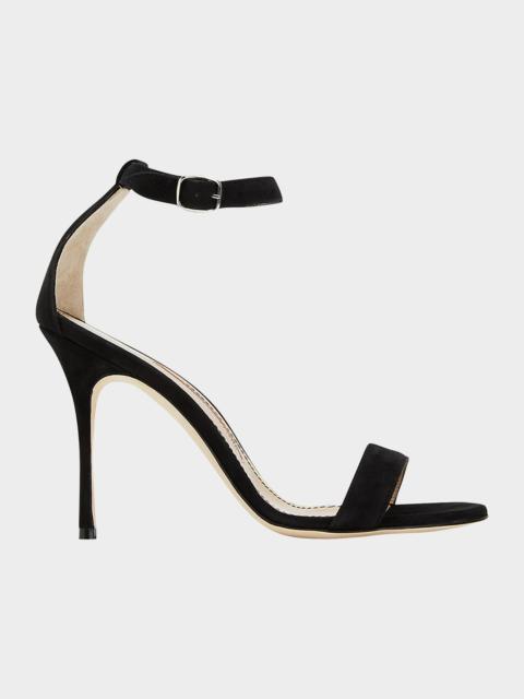 Manolo Blahnik Chaos Suede Stiletto Sandals