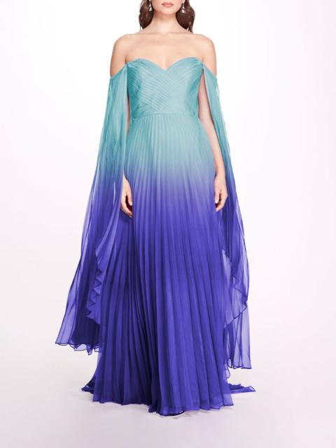 Marchesa OMBRE CHIFFON OFF SHOULDER GOWN
