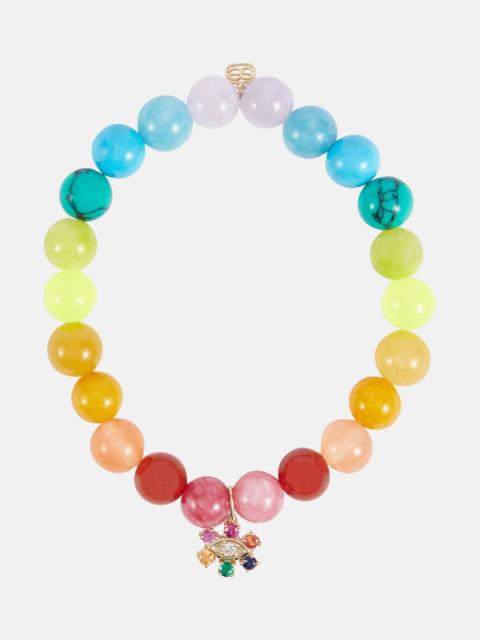SYDNEY EVAN 14kt gold and jade beaded bracelet with diamond