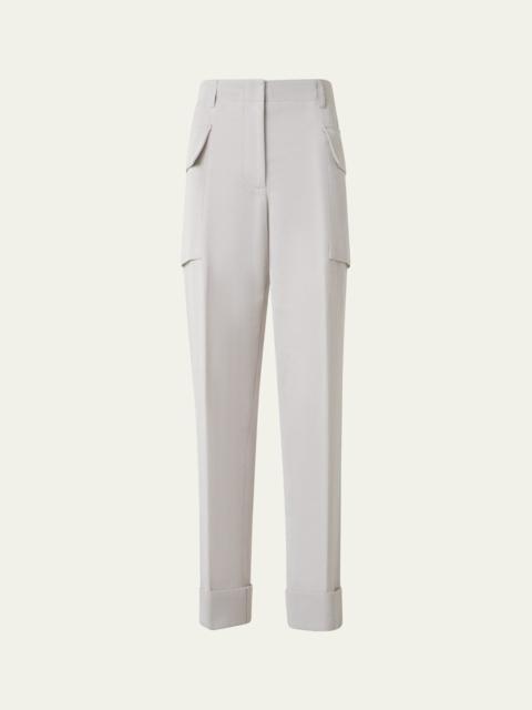 AKRIS Marley Cropped Cotton-Linen Cargo Pants