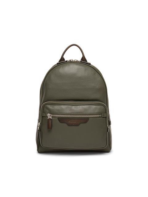 Santoni Green tumbled leather backpack