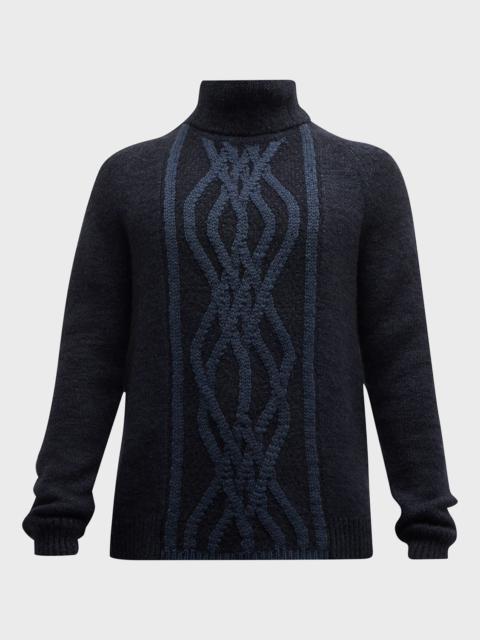 GIORGIO ARMANI Men's Two-Tone Cable Turtleneck Sweater