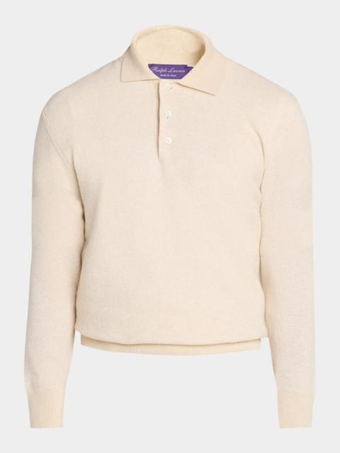 Ralph Lauren Men's Cutaway Collar Cashmere Polo Sweater