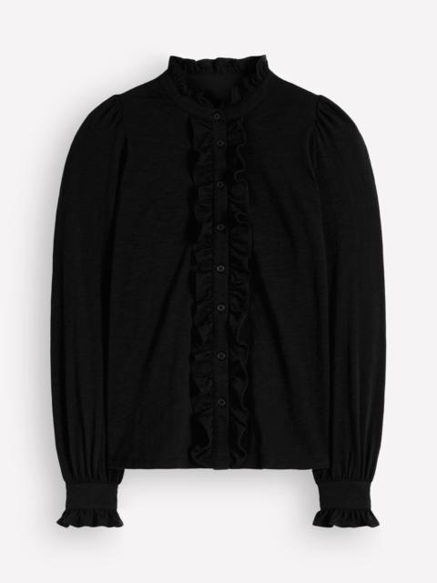 BODEN Mega Frill Blouse-Black