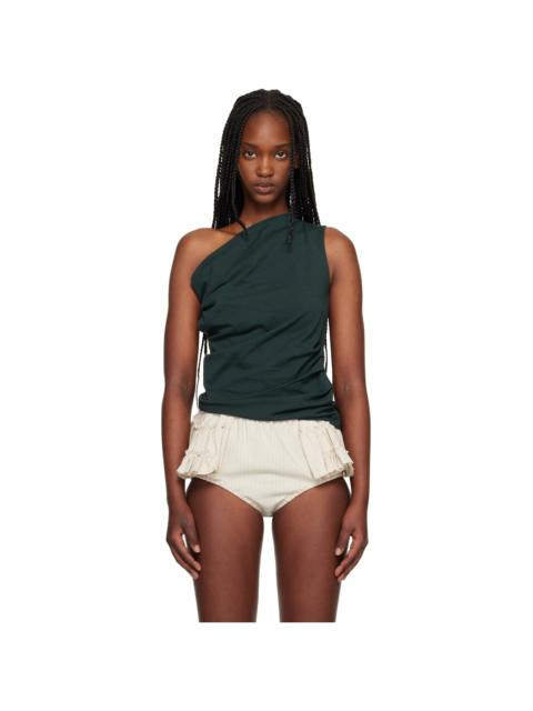 Dries Van Noten Green Draped Tank Top