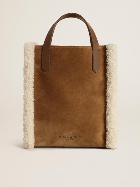 Golden Goose Mini California Bag in suede leather with shearling trim