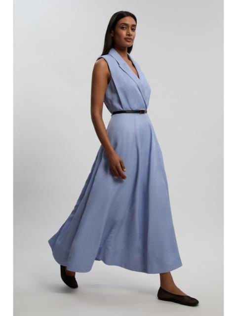 KAREN MILLEN Premium Viscose Linen Tailored Belted Full Skirted Midi Dress