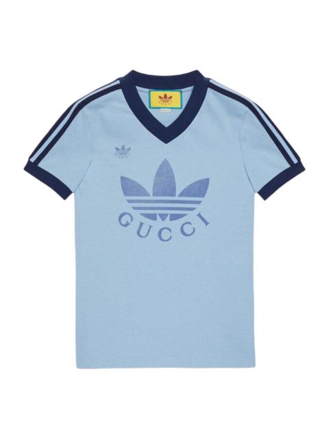 GUCCI Gucci x adidas SS22 V-Neck T-Shirt 'Light Blue' 693636-XJEBZ-4709