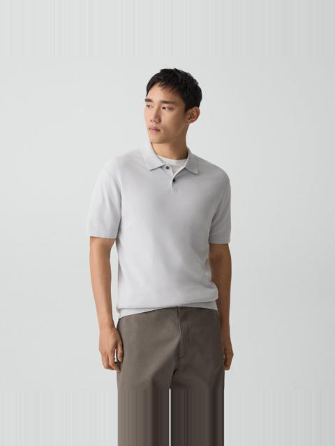 Theory Goris Textured Polo Shirt in Light Bilen