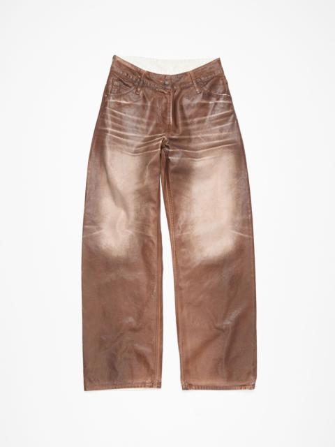 Relaxed fit waxed jeans - Caramel/white