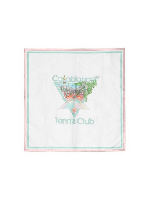 Tennis Club graphic-print silk scarf