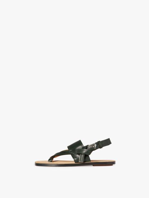 Victoria Beckham Eve Flat Sandal in Bottle Green