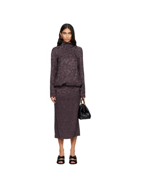 Dries Van Noten Brown Gathered Midi Dress