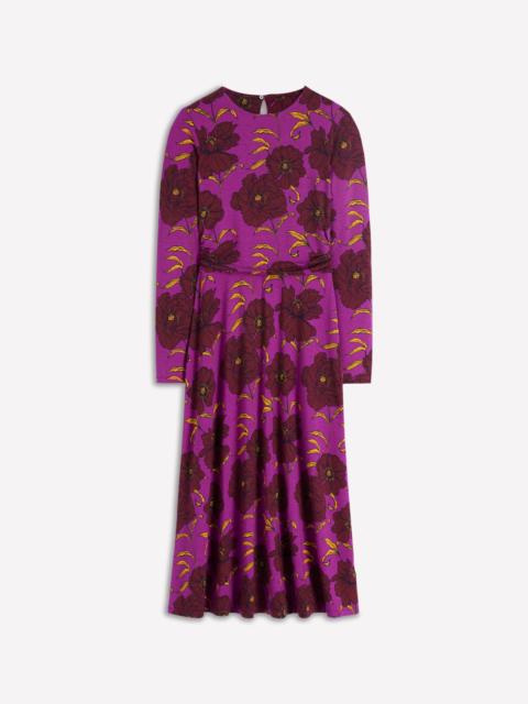 BODEN Ruched Jersey Midi Dress-Regal Purple, Peony Bloom