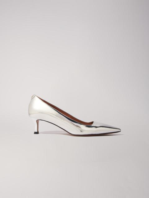 maje Pointed mirrored leather pumps