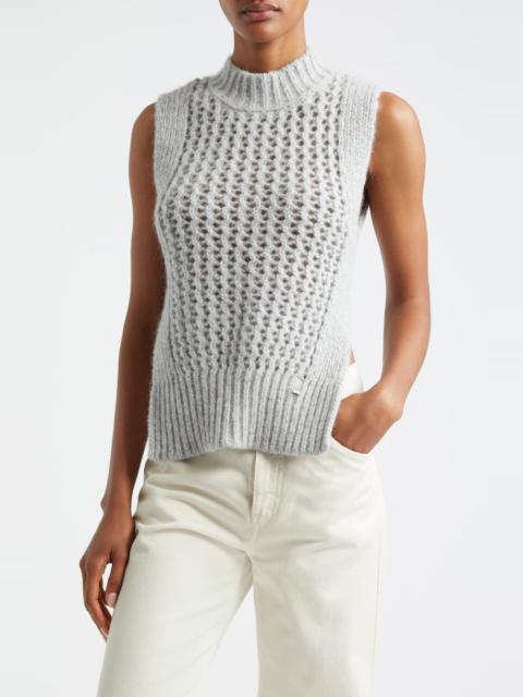 Herno Mock Neck Openwork Sweater Tank in Grey at Nordstrom