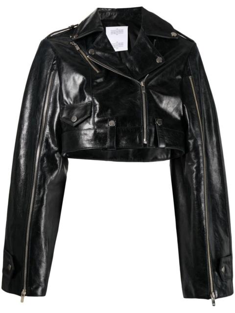 rokh cropped leather biker jacket