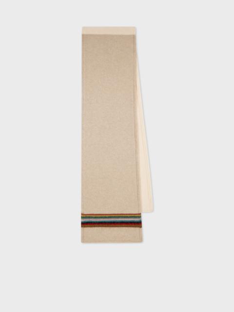 Paul Smith Oatmeal 'Signature Stripe' Wool Scarf